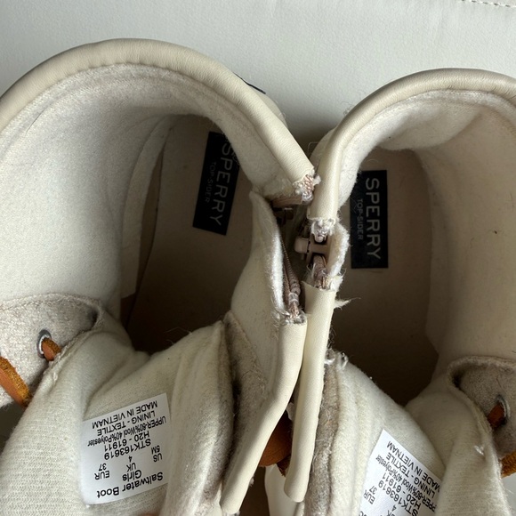 Sperry Saltwater Duck Boots Size 5 Ivory Wool Waterproof Winter Booties - Picture 6 of 10